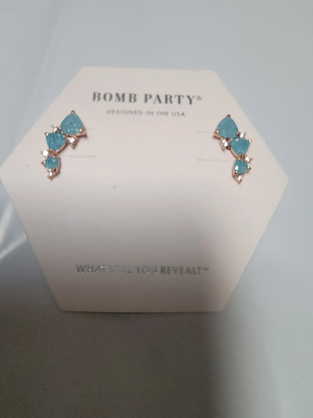 Bomb Party Aquamarine  Rose Gold Plated Earrings RBP5865